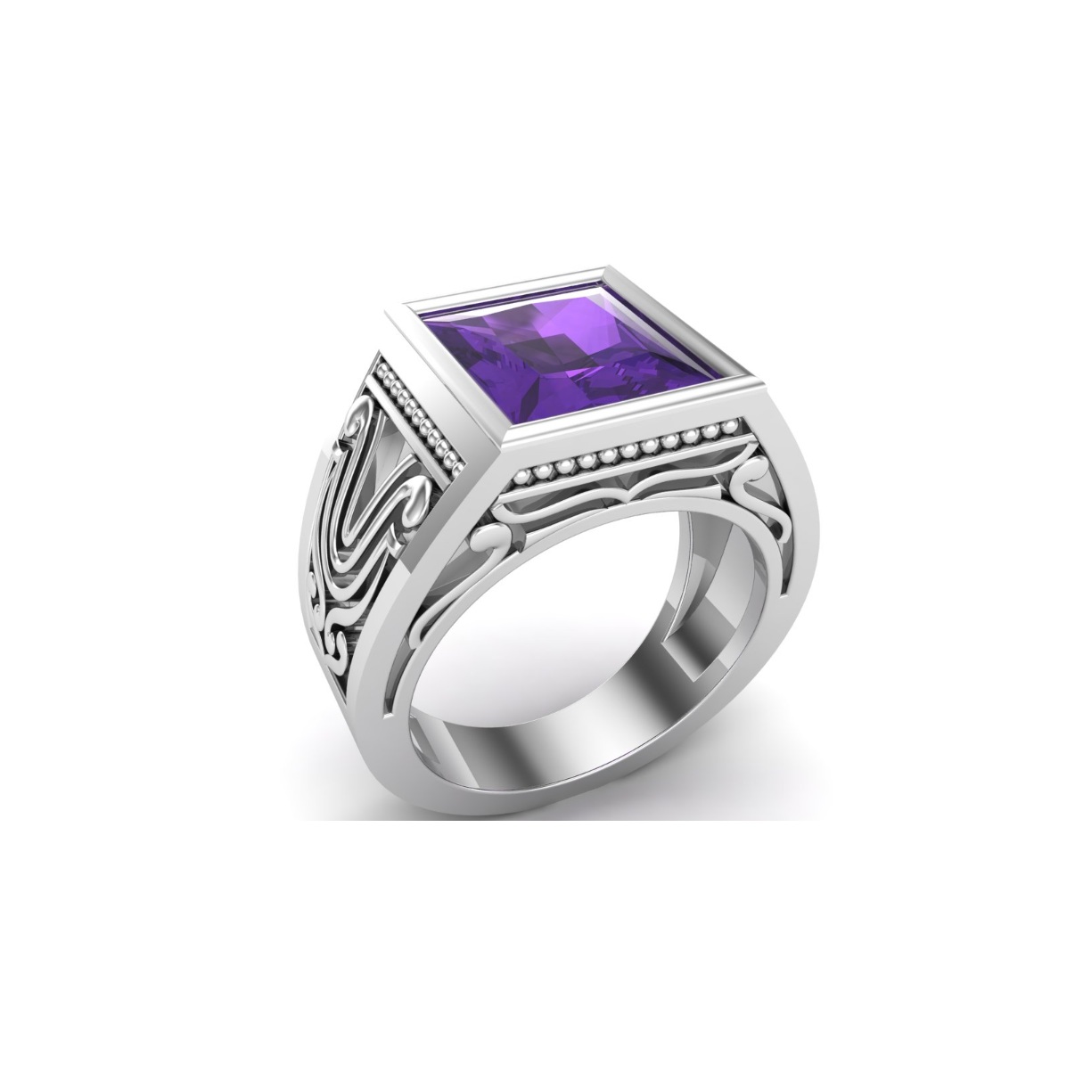 Bague amethyste argent Figuera chevalière